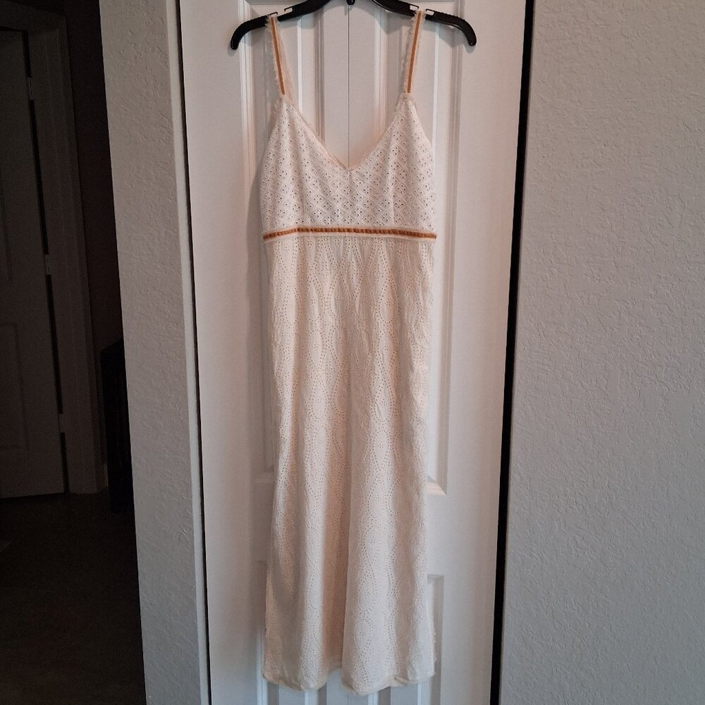 ZARA Studio Limited Edition Strappy Ecru Eyelet Long Dress Size XS